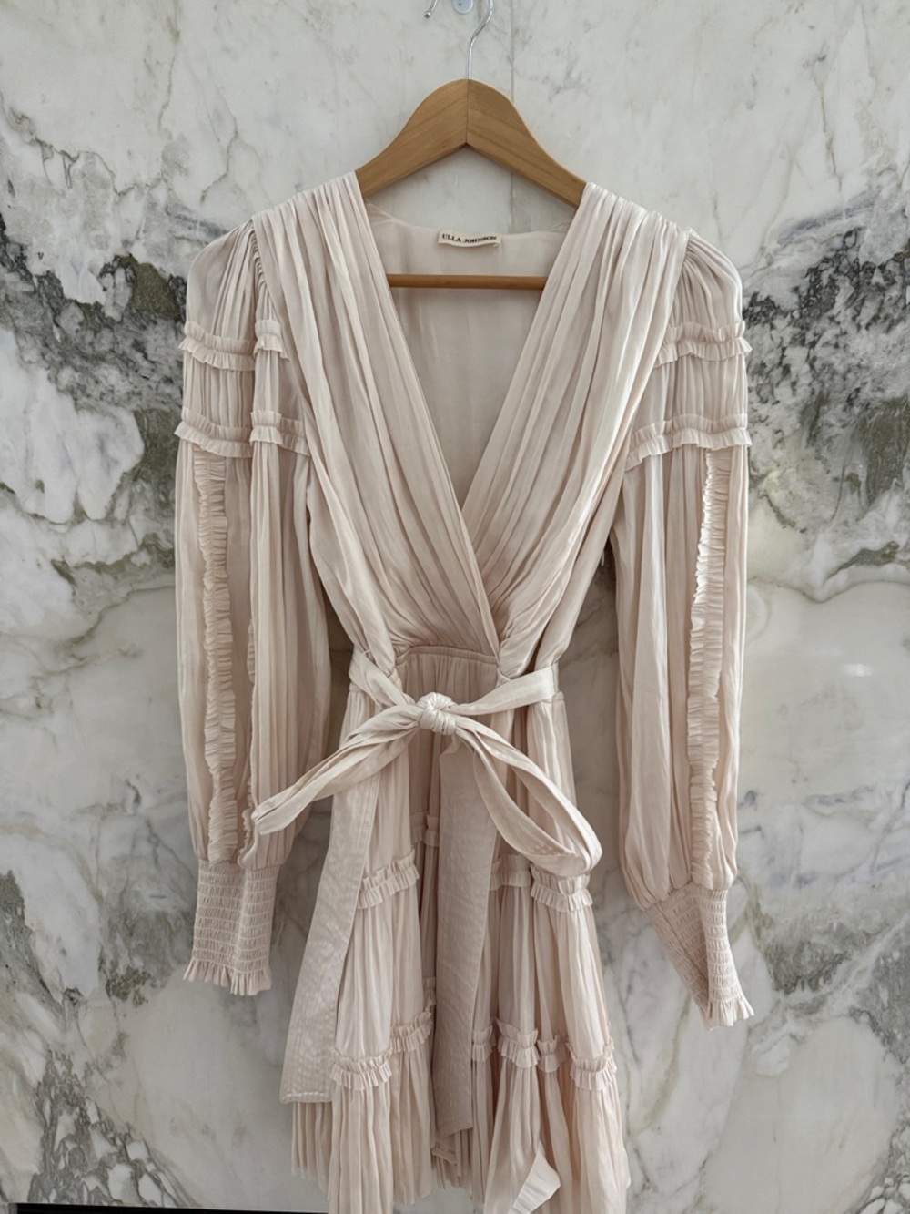 Ulla Johnson Cream Draped V-Neck Dress